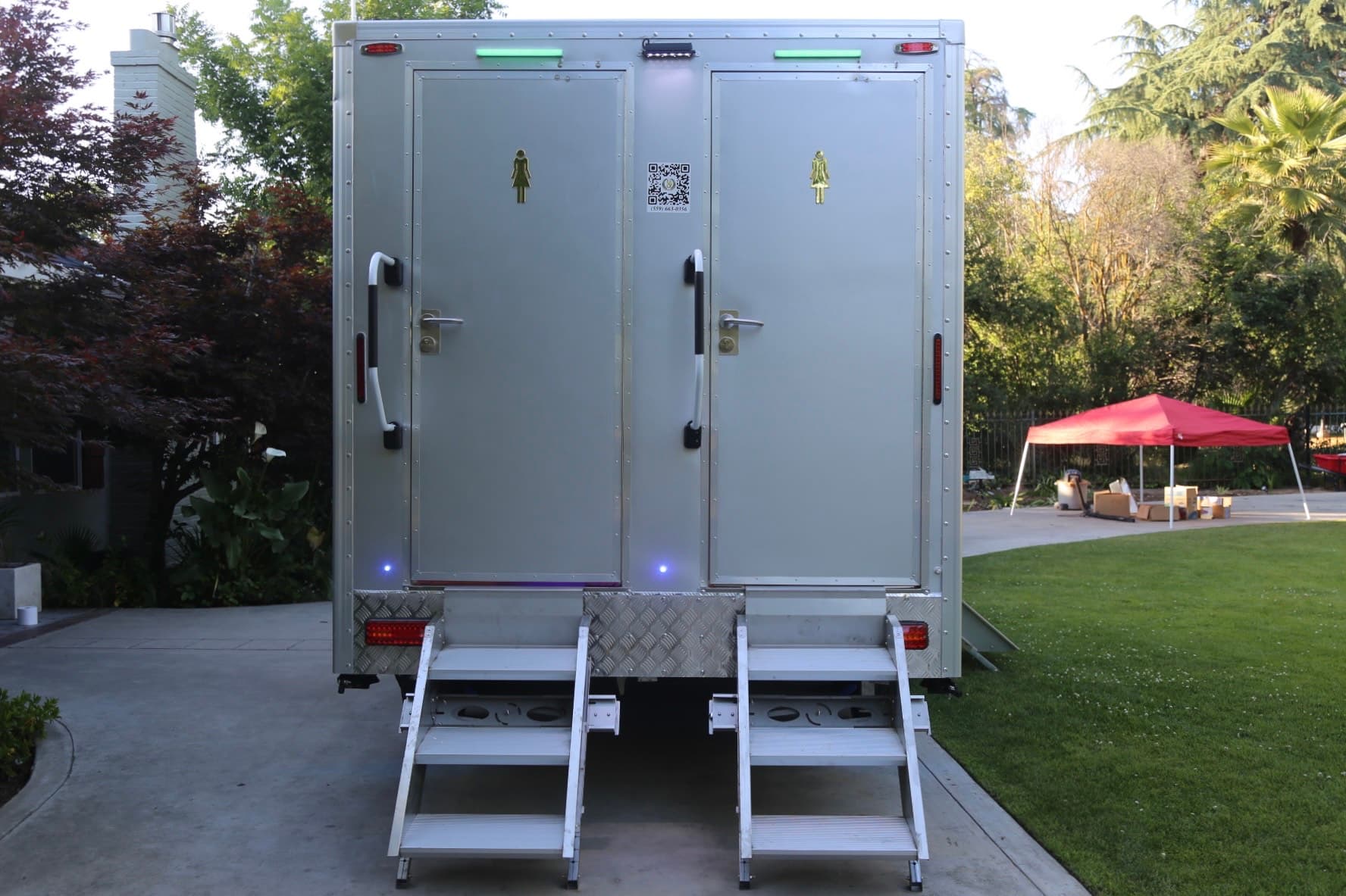Rear view of the trailer highlighting the premium build quality